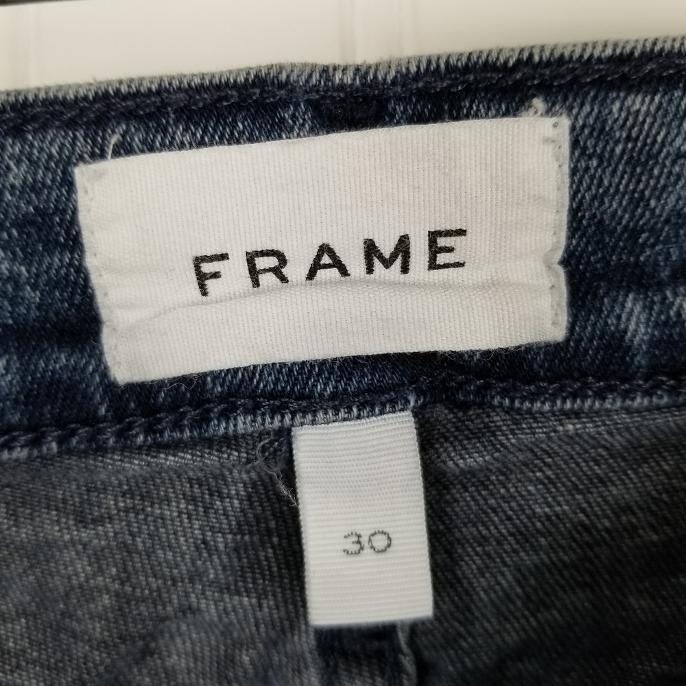 Frame Jeans le High skinny Raw Edge Beat Size 30 Ankle Stretch Cropped Dark Wash - Picture 11 of 12